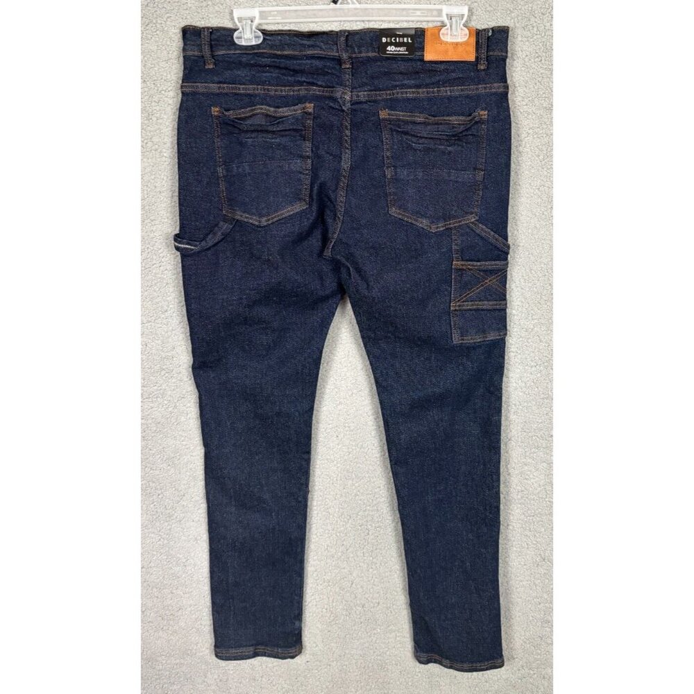 Decibel Mens 5 Pocket Carpenter/Utility Jeans Denim Blue Jeans 40W X 34L NWT's. - Picture 2 of 8
